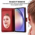 thumbnail image 6 of Compatible with Samsung Galaxy A56 5G Wallet Case, with Wrist Strap and Crossbody Strap, Make-up Mirror PU Leather Flip Credit Cell Cover Kickstand for Samsung Galaxy A56 5G Girls Women, Red, 6 of 8