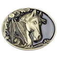 thumbnail image 2 of Kearding Hebilla de cinturón con cabeza de caballo y calavera con cabezas de animales Vintage, ajuste Universal para vaqueros, hebilla de Tela de costura y artesanía bronce, 2 of 6