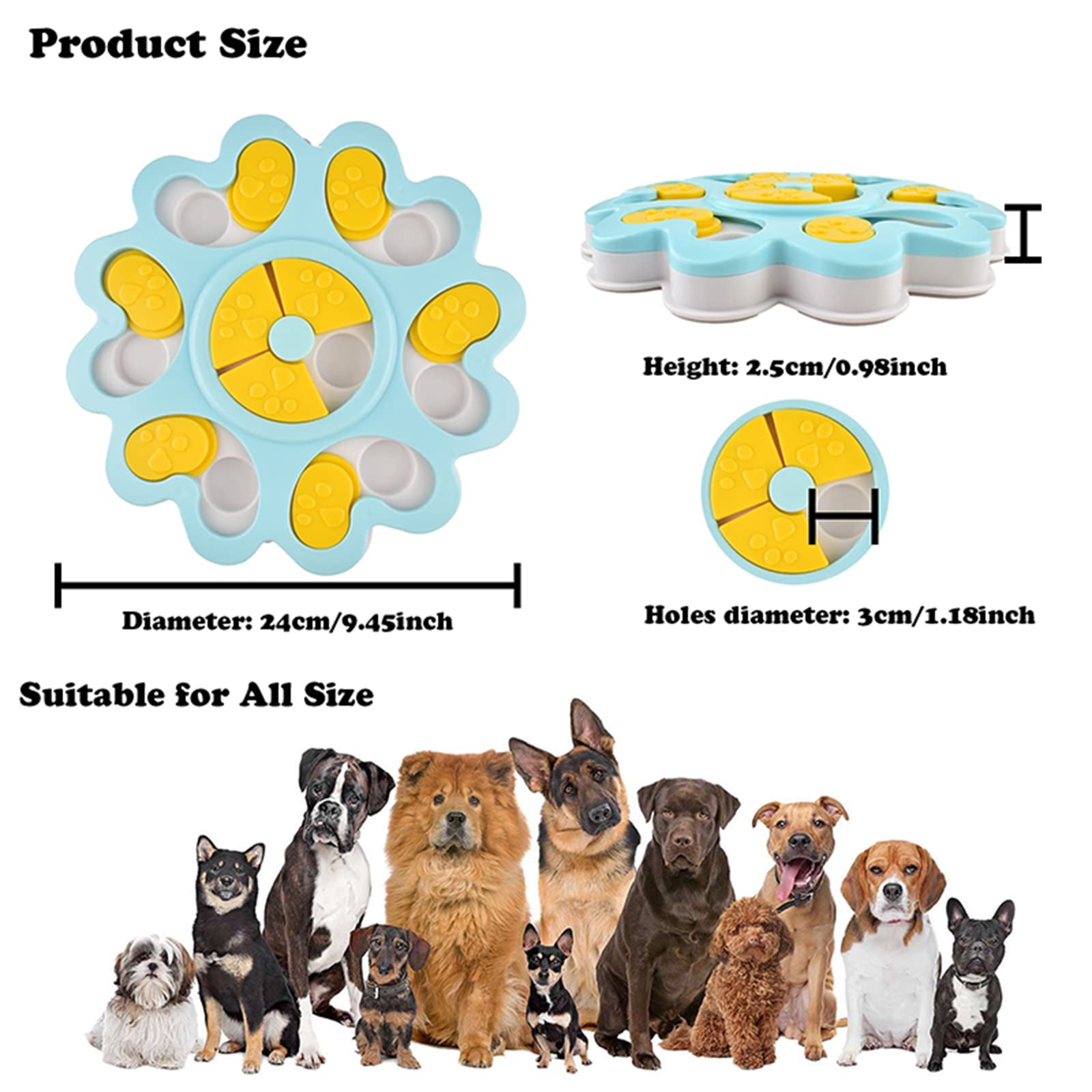 Dog Puzzle Feeder, Interactive Iq Treat Dispensing Toy, Pet Slow Feeder For Boredom & Mental Stimulation, 1Pc