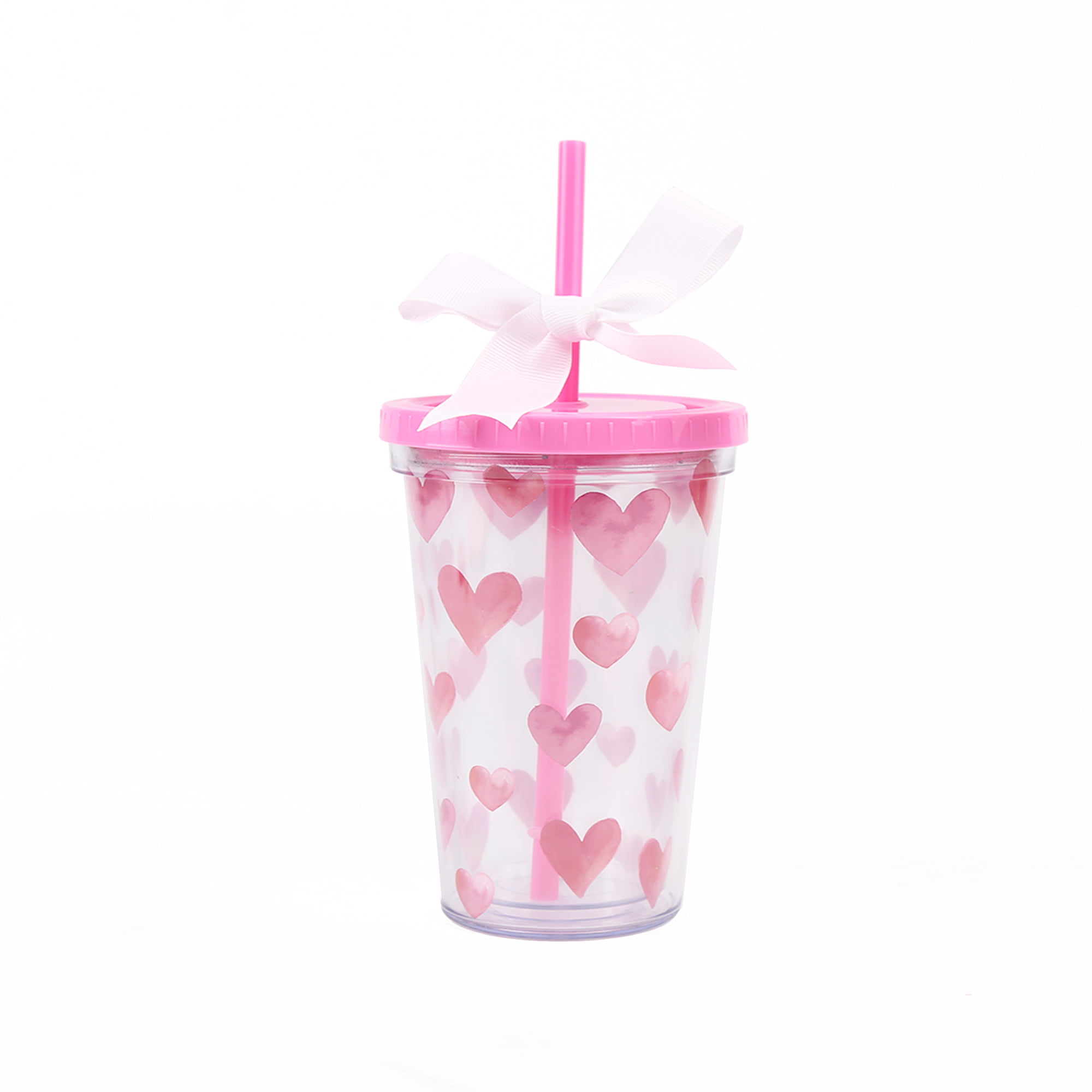 16oz Simple, Cute, Heart Tumbler Hearts 16oz Clear Tumbler Great Gift for Cute  Cup Lovers Valentine's Day Gift Idea 