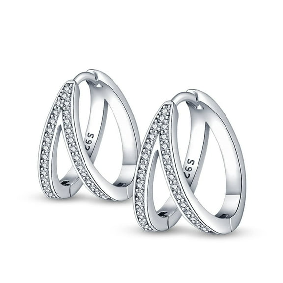 KUNSIR Double Hoop Earrings Silver Huggie Hoop Earrings For Women Loop Earrings