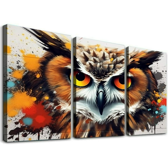 Ullo0ord Canvas Wall Art For Bedroom Office Wall Decor, Funny Colorful Owl Wall Decorations For Living Room Painting Pictures Artwork For Modern Posters Prints Home Decor 12x16x3pcs