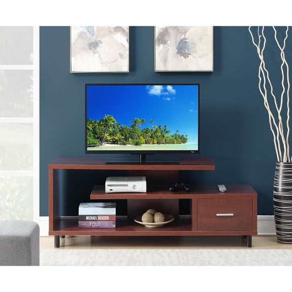 60 Inch TV Stand with Shelves, Entertainment Center, Cherry Finish