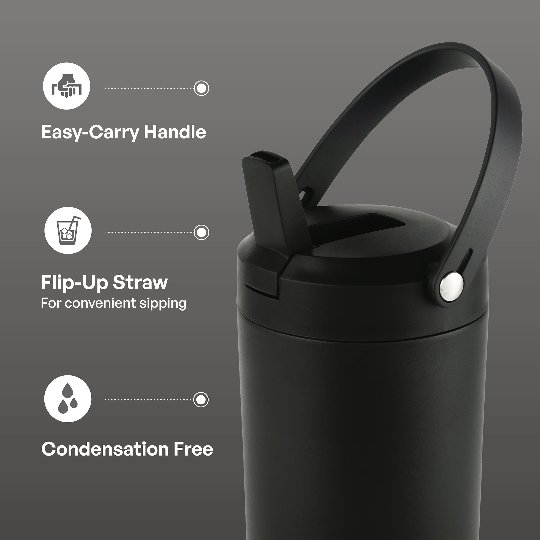 TAL Stainless Steel Hudson Tumbler with Flip-Up Straw 30oz, Black