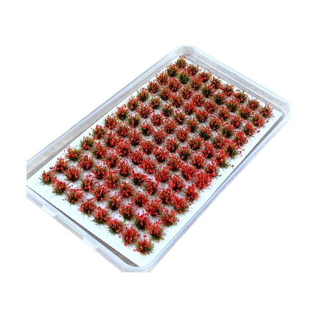 jifeng Artificial DIY Miniature Flower Cluster Grass Tufts Diorama Layout Scenery Model Red