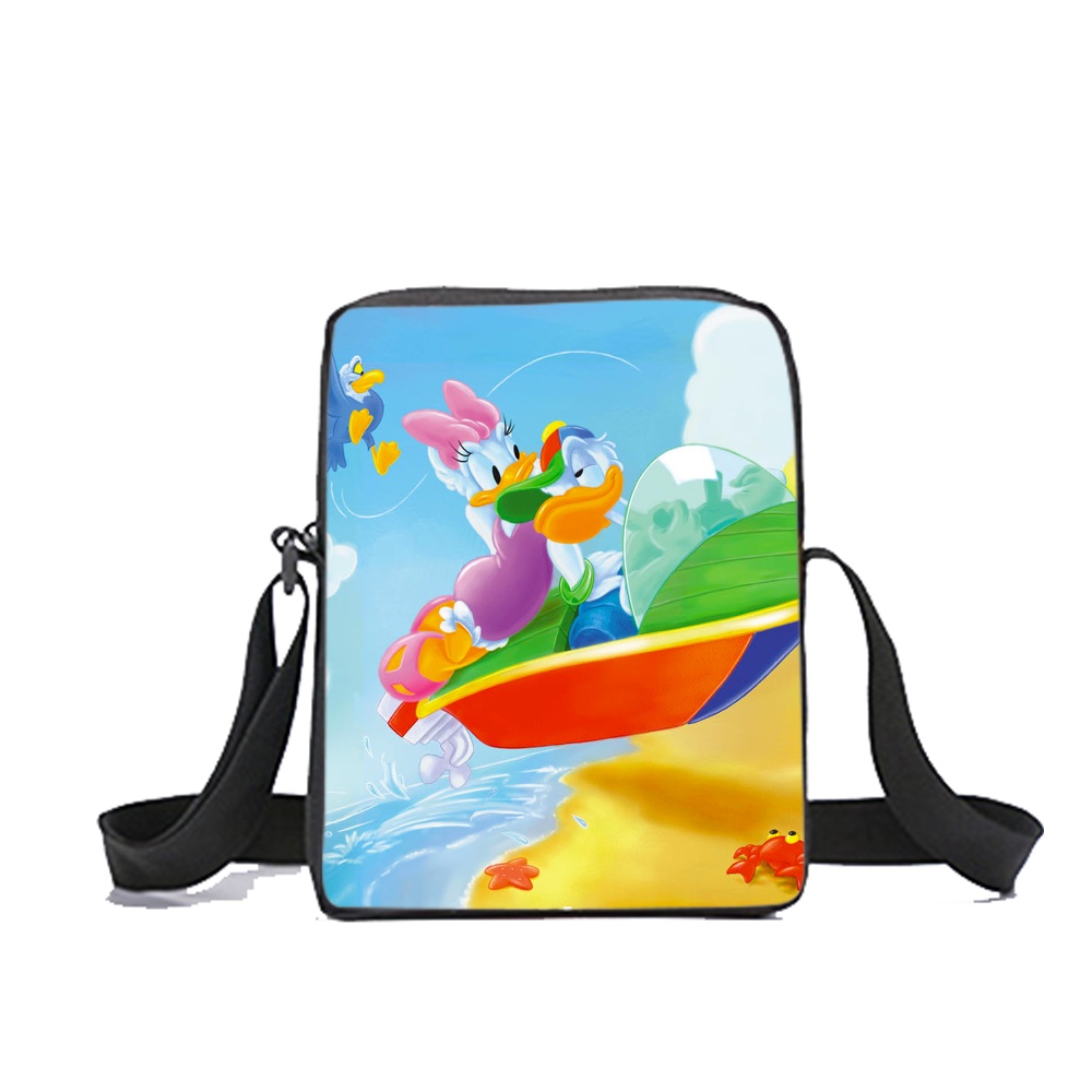 Lishuaiier Donald Duck Backpack Large Capacity Daypacks for College Students with Pen Carrying Case, Cross Body Chest Bag (3pcs/set), Kids Unisex