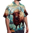 thumbnail image 2 of Yak Men's Short Sleeve Hawaiian Beach Shirt Casual Printed Button Down Summer Unisex Casual Shirt, 2 of 6