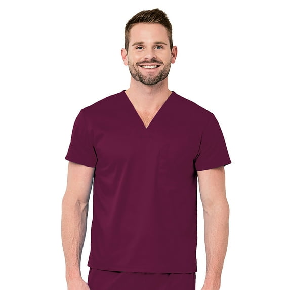 EL9605 V-Neck Scrub Top for Men & Women | Perfect for Medical, Dental, Veterinary Wine 2X-Large