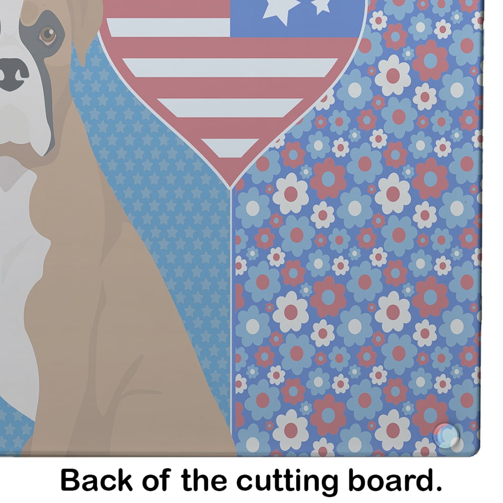 Natural Eared Fawn Boxer Glass Cutting Board Large 12 in x 15 in