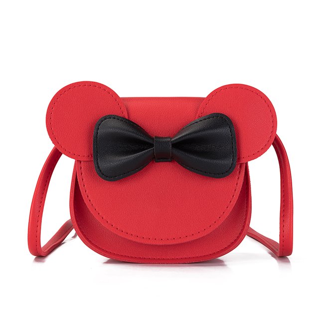 Bolso bandolera con lazo, bolso de hombro, bolso de mano, monedero bonito para niña con orejas de ratón de dibujos animados, rojo brillar Juguete