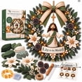 thumbnail image 2 of 3D Fabric Wreath Kit, Hand Assembly Christmas Wreath with Light String and Figures, DIY Holiday Decoration for Door Wall Hanging Winter Home Decor(B), 2 of 5