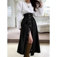 thumbnail image 6 of utcoco Women's High Waist Long Denim Skirt Button Down Swing A-Line Jean Maxi Skirt with Pockets, 6 of 6
