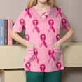 thumbnail image 4 of WTOBBY Women's Fashion V-Neck Short Sleeve Overalls Design with Double Layer Pockets Printed Top, Work Apparel for Healthcare, Comfortable Scrub Fit with Practical Features ,Watermelon Red 3XL, 4 of 4