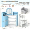 thumbnail image 3 of Costway Corner Kids Vanity with Lights, 3 Storage Shelves, 5 Open Compartments, Accessories Blue + White, 3 of 12
