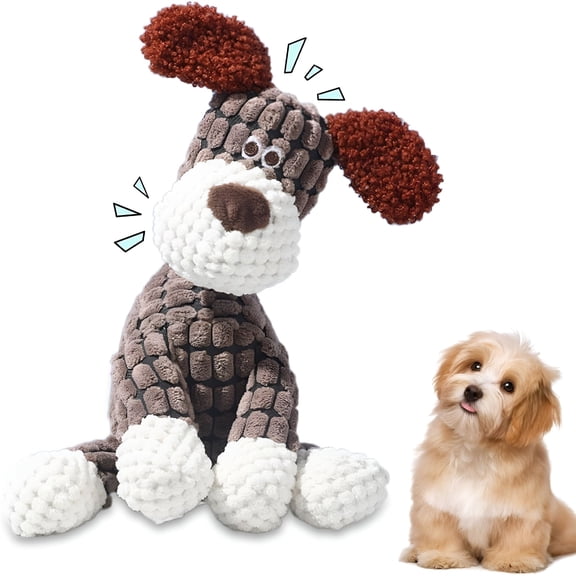 BESTSKY Indestructible Dog Toy, Upgrade Dog Toys for Aggressive Chewers Small Medium Large Breed, Interactive Squeaky Dog Toys Pet Plush Toys for Teething (Brown)