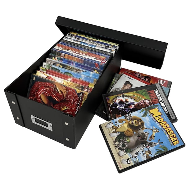 20 CheckOutStore Black DVD Cases Snap Button Storage Box (Holds 25