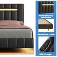 thumbnail image 5 of Sesslife Floating Bed Frame with LED Lights, Modern Upholstered Platform LED Bed Frame, Noise-Free, No Box Spring Needed(Black), 5 of 7