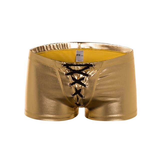 Bañador de hombre con encaje, imitación de charol, bañador de moda bronceado, ropa interior masculina tipo bóxer