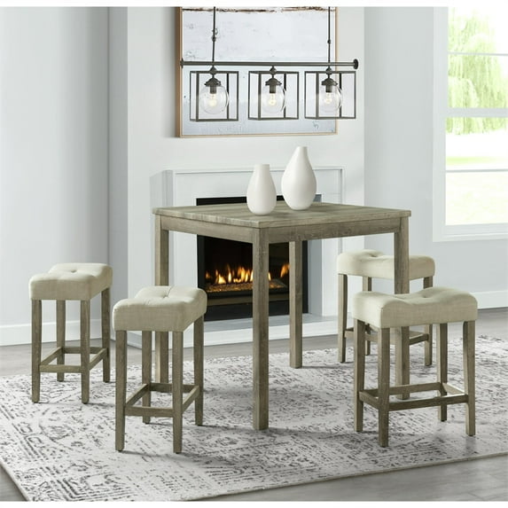 Bowery Hill 5 Piece Counter Height Dining Set in Oak