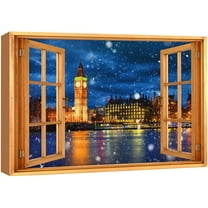 wall26 Canvas Print Wall Art Window View London England Winter Wonderland Celebrations & Holidays Nature Photography Realism Landscape Colorful Multicolor for Living Room, Bedroom, Office - 12&qu