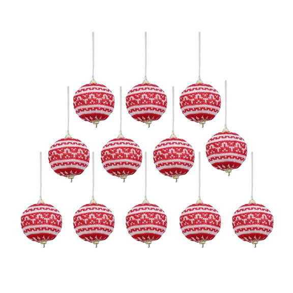 12PCS Knitted Christmas Ball Ornaments, Shatterproof Woolen Tree Pendants, Decorative Holiday Balls for Tree, Party, Wedding, Home, Restaurant, Office, Seasonal Christmas Decor