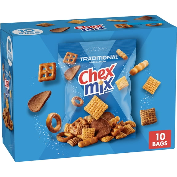 Chex Mix Snack Mix, Traditional Original Recipe, Multipack Snack Bags, 10 Count, 17.5 oz