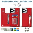 thumbnail image 3 of Dteck Slim Thin Fit Case for iPhone 13 Pro, Zipper Design Soft Silicone Shockproof Card Holder Slots Back Flip Phone Cover with Kickstand Magnetic Bracket Crossbody Shoulder Strap Case,Red, 3 of 21