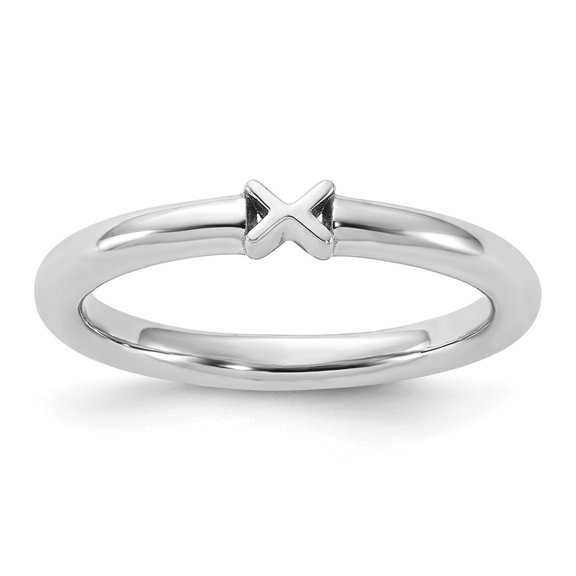Auriga Fine Jewelry 925 Sterling Silver Rhodium-plated X Ring for Women Size 10