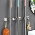 thumbnail image 1 of AMERTEER 3 Racks and 4 Hooks Broom and Mop Holder Stainless Steel Mop Rack Wall Mounted Garage Organizer Storage Racks Non-slip Mop Storage Hook for Home Kitchen Laundry Garden, 1 of 8