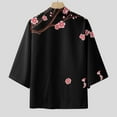 thumbnail image 5 of Hpapadks Mens Casual Shirts Cherry Flower Kimono Half Sleeve Blouses Elegant Loose Soft Cardigan Mens Dress Shirt Black L, 5 of 7