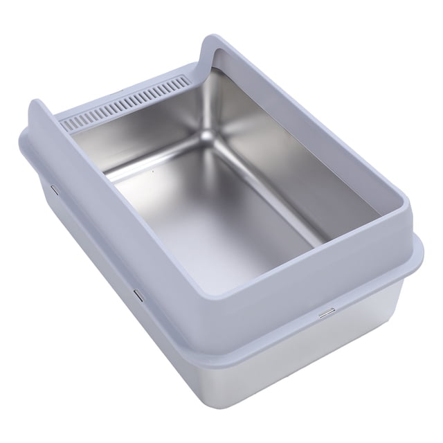 CAJA de Para Gatos Cerrada de Acero Conpa inoxidable, Bandeja de de metal inodoro antisalpicaduas