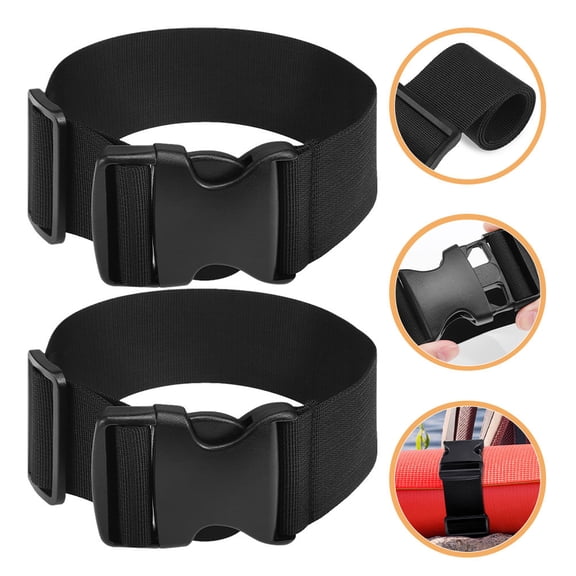 RENACLIPY 2-Pack Black Adjustable Luggage Straps with Buckle for Secure Suitcase Travel and Packing Accessories