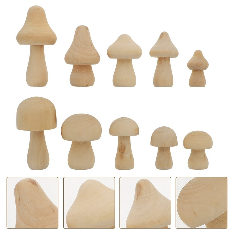 Wooden Mushrooms Mushroom Unfinished Shapes Plain Peg Crafts Body DIY Kids Toys Painting Head Doll Wood Models Figures