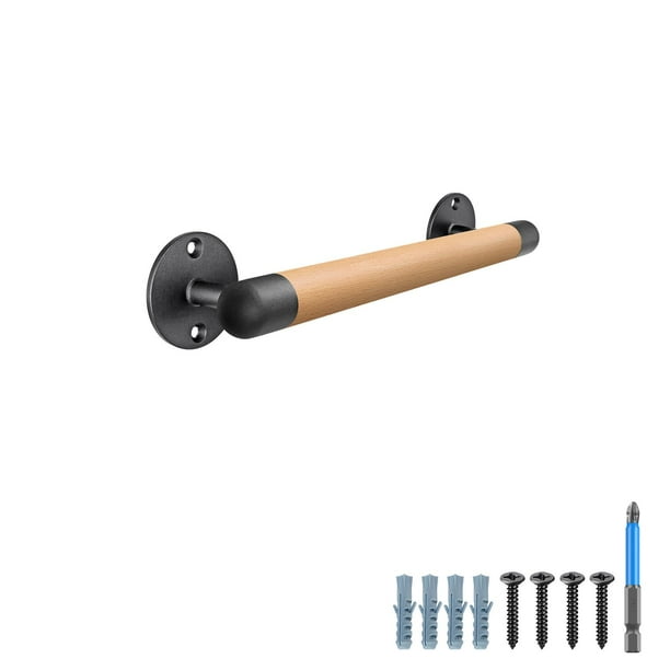 Pasamanos SELEWARE de 38 cm en Madera para Escalera con Base Metálica