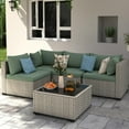 thumbnail image 5 of MRUAKA 5 Pieces Patio Conversation Set, Outdoor Sectional PE Rattan Wicker Furniture Seat,Light Green, 5 of 6