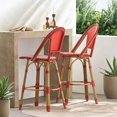 thumbnail image 3 of Christopher Knight Home Shelton Wicker and Aluminum Outdoor 29.5 Inch Barstools by  -Set of 2 Light Teal/Bamboo Finish, 3 of 5