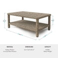 thumbnail image 3 of Martha Stewart Indoor-Outdoor Patio Coffee Table with Lower Storage Shelf in Weathered Gray Rattan Wicker, 3 of 11