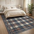 thumbnail image 3 of ODIKA 8'x10' Washable Area Rug Non-Shedding, Easy Care, Rag Faded Layered Terracotta Slate Grid Farmhouse Diagonal Doormat for King Size Bedroom Under Bed, Master Suite, 3 of 7