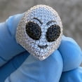 thumbnail image 6 of Mens Real Solid 925 Sterling Silver Alien Head Ring Area 51 Grey Iced Micro Pave Size 9, 6 of 26