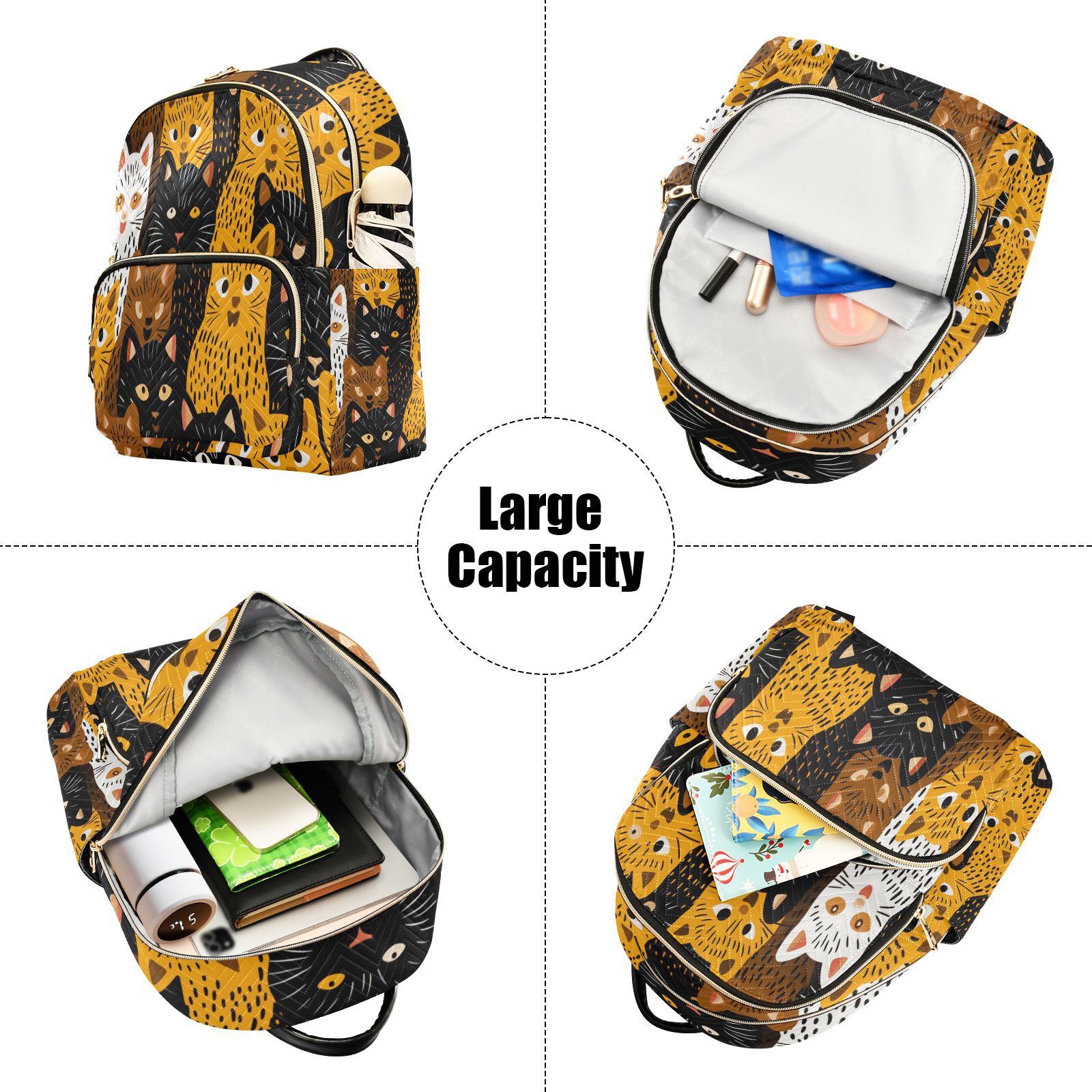 Cats Travel Laptop Backpack Casual Daypack Lightweight Bookbag Compartment for Business