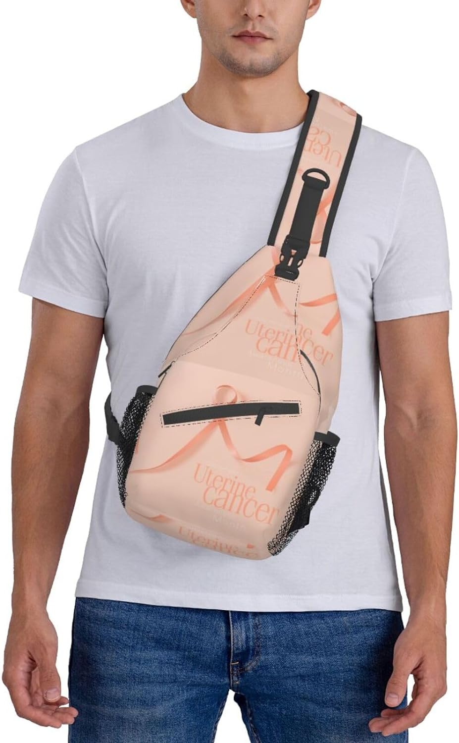 Uterine Cancer Awareness Month Sling Bag Crossbody Hiking Travel Chest Bags Backpack Shoulder Daypack for Women Men
