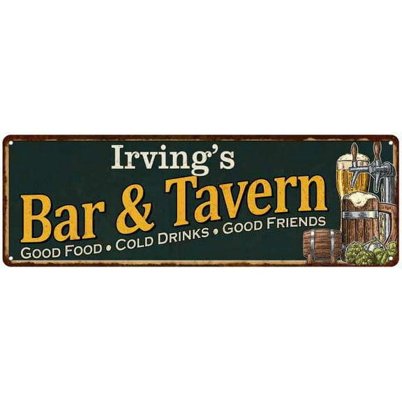 Irving's Bar and Tavern Green Sign Man Cave 8x24 108240003295