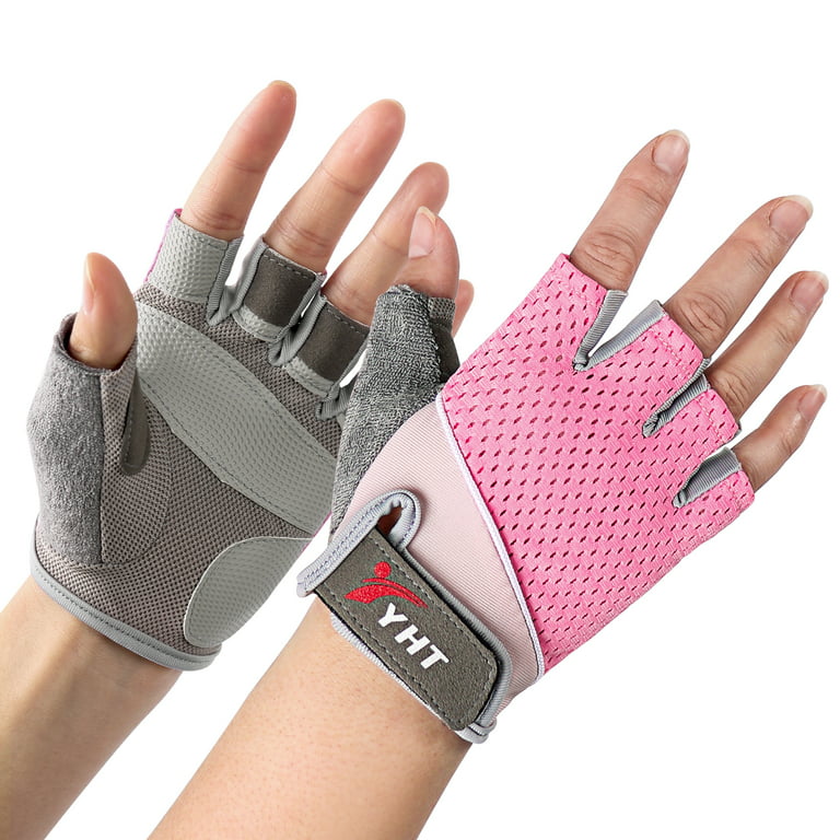 Breathable Weight Lifting Gloves Pink for Men & Women Fingerless Workout Gym  Gloves with Wrist Support