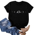 thumbnail image 4 of Hauts d'Été pour Femmes, Blouses Décontractées Élégantes 2024, T-Shirts à Imprimé Solaire, Col Rond, Manches Courtes, Noir, 4 of 4