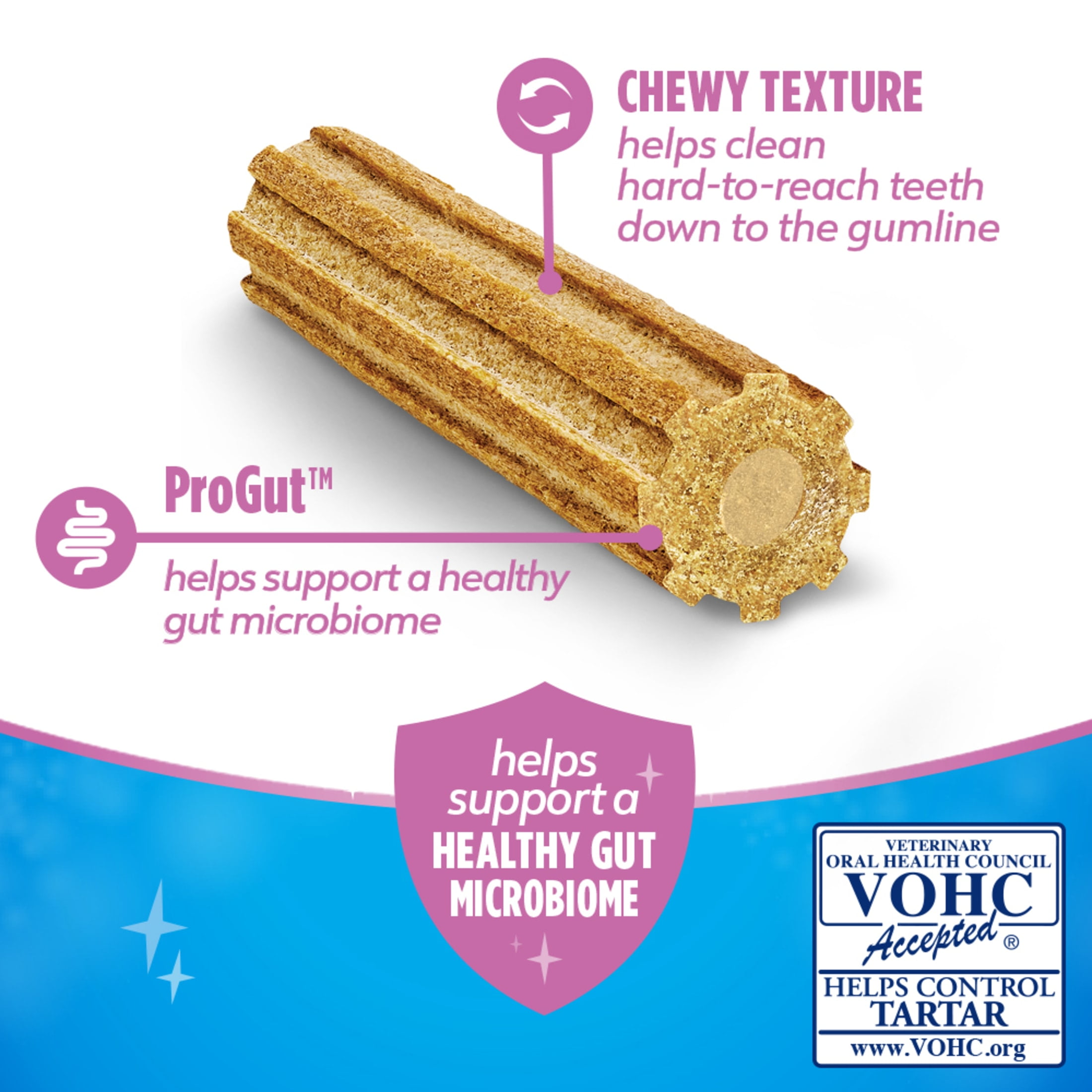 Purina Dentalife Plus Digestive Support Chicken and Pumpkin Flavor Dental Chews for Dogs, 6 Count, 7 Ounces