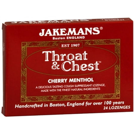 Jakemans Throat & Chest Lozenges Cherry Menthol 24 Each (Pack of 6)