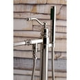 thumbnail image 4 of Kingston Brass KS7036ABL English Country Freestanding Tub Faucet with Hand Shower, Polished Nickel, 4 of 8