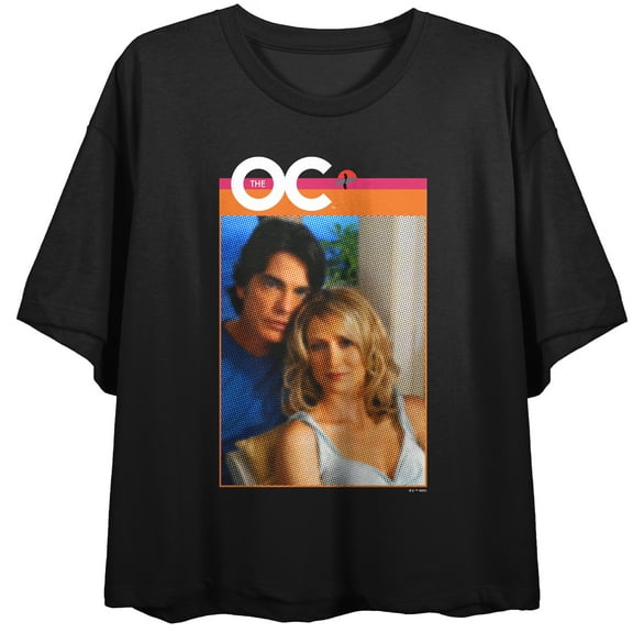 The O.C. Marissa & Seth Photo Shot Crew Neck Short Sleeve Women's Black Crop Top-Medium
