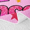 thumbnail image 5 of spefrowx Glitter Princess Letter P Print Quilt Full for Girls, Pink Star Bow Full Bedspread Sets, 3 Pieces, 5 of 7