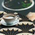 thumbnail image 3 of Ambesonne Geometric Fitted Round Tablecloth, Minimalist Stripes Floral, 45"- 56" Diameter, Charcoal Grey Pale Coffee, 3 of 5